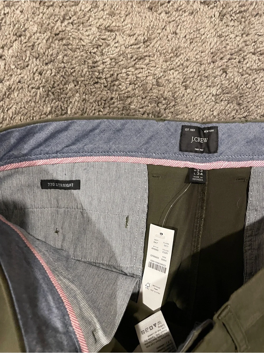 J. Crew 770 Straight Chino Catskill Green